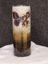 Load image into Gallery viewer, Black butterfly on white, black and gold
